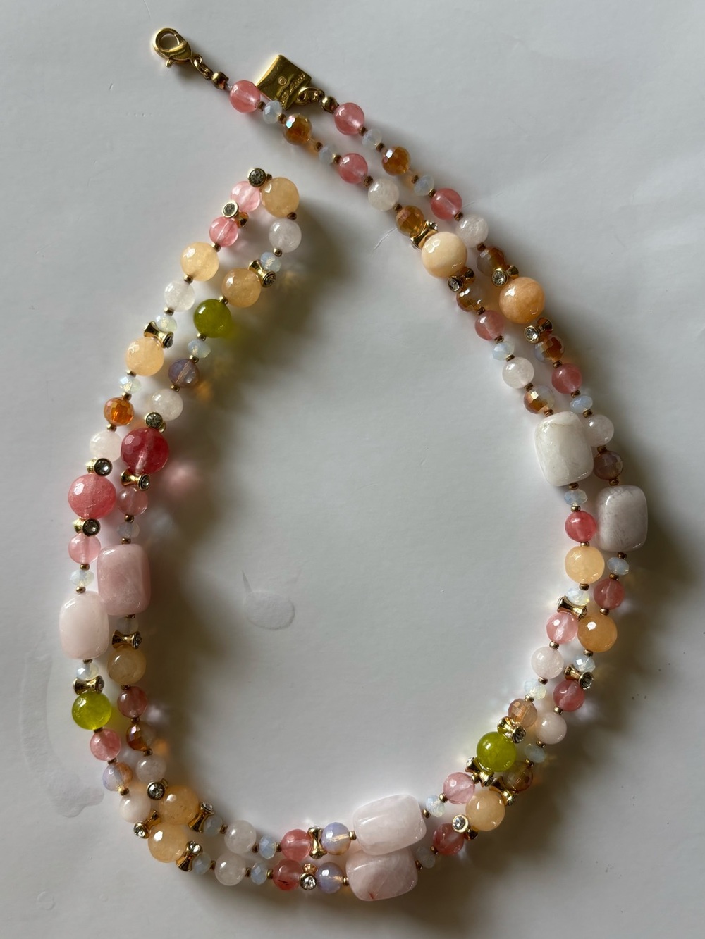Anne Klein Multi-Strand Stone Beaded Statement Necklace Vintage 38”